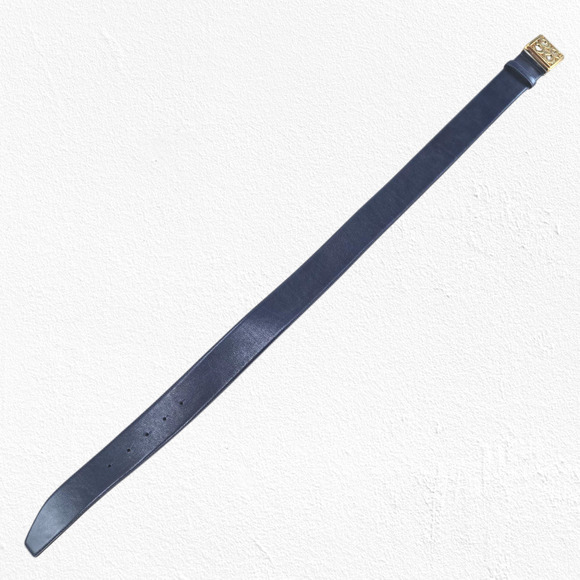 Coach Sig C Pierced Belt 90110 Navy Gold Square Buckle Leather Size Medium - Picture 9 of 10